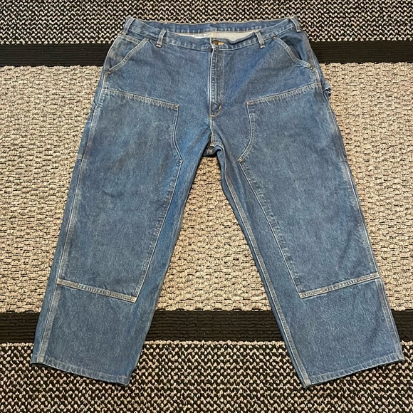 Carhartt Double Knee Jeans Men’s Sz 42 Relax Fit Rugged Construction Workwear - Picture 1 of 7